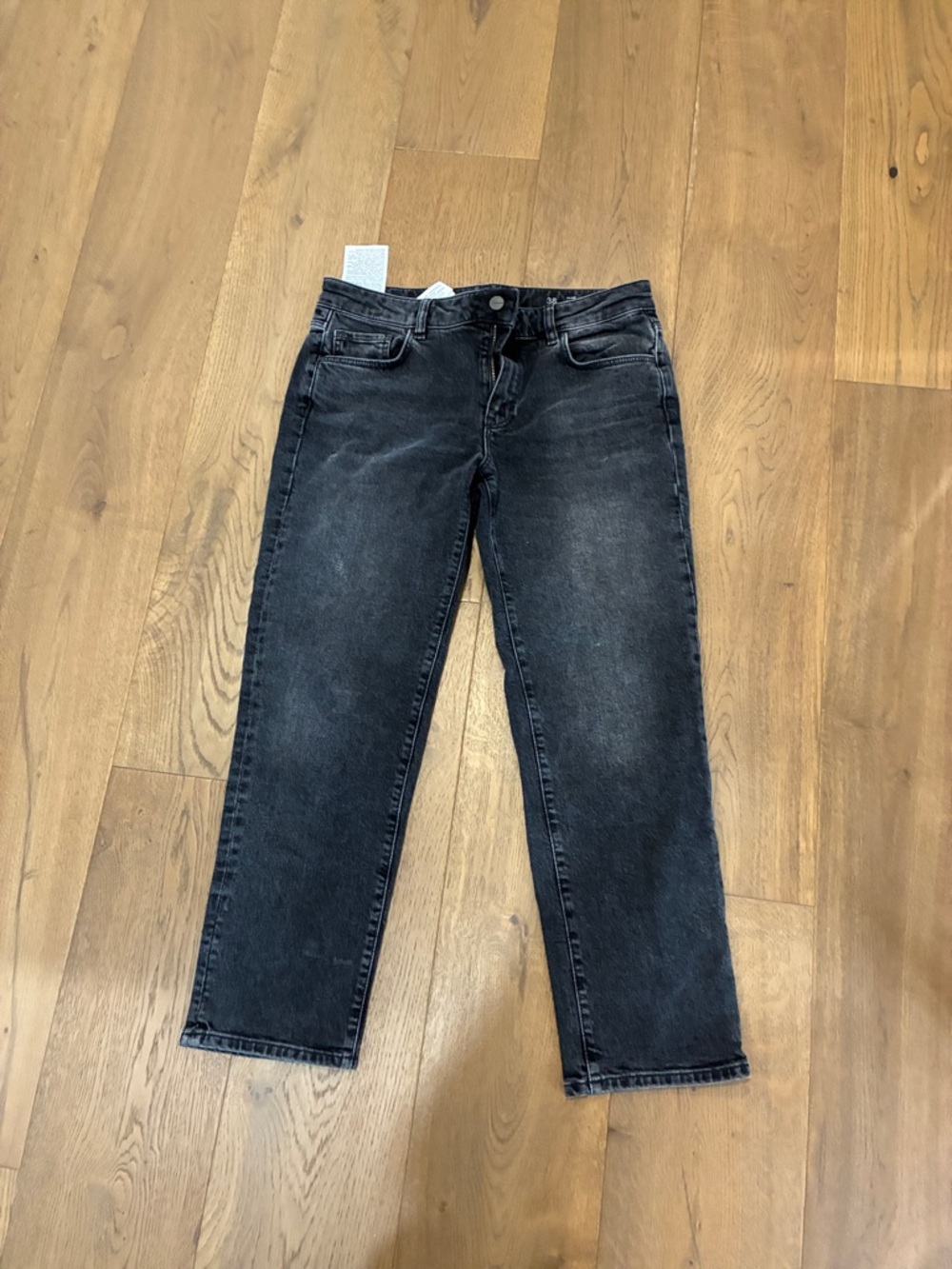 Massimo Dutti Black Washed Ankle Crop Jeans